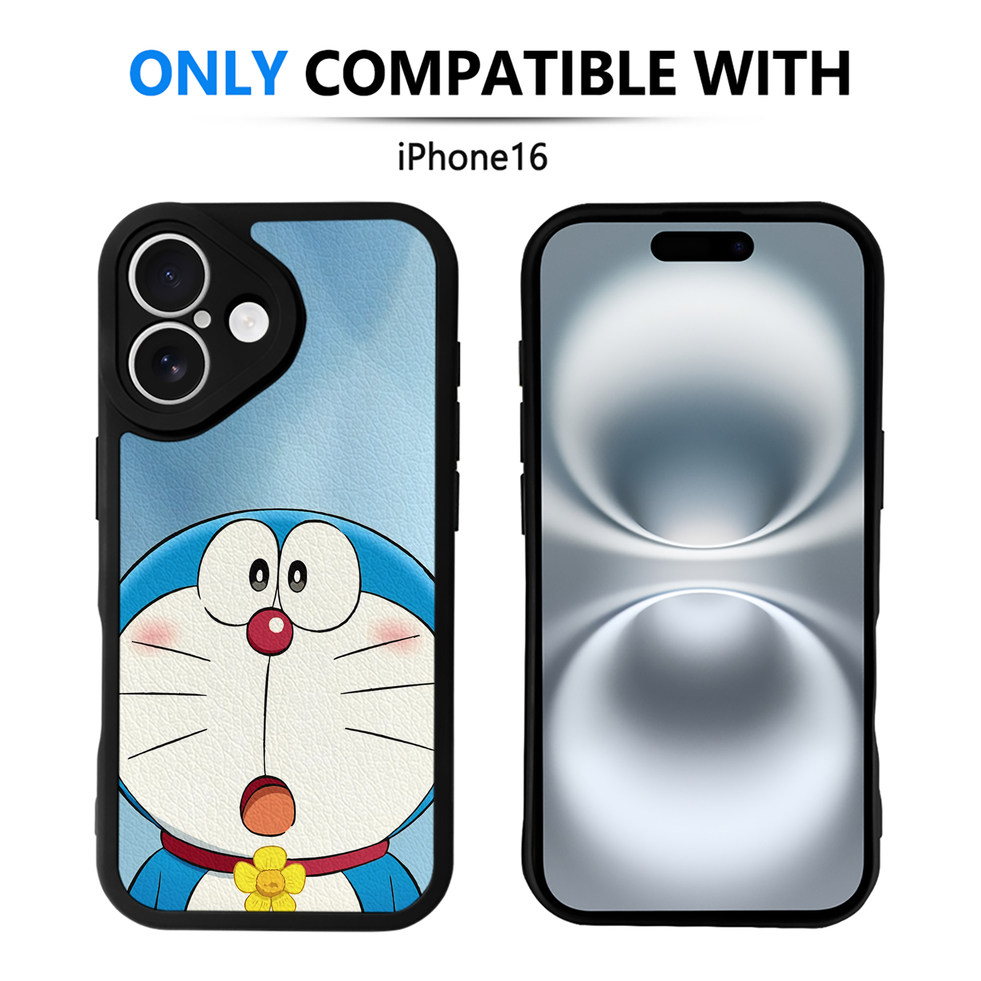 （画像用） ドラえもん Doraemon 【iPhone 16シリーズ対応】シリコンスマホケース（レザー調） 材質：シリコン